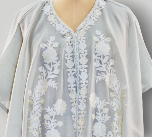 Silver Grey Cashmere Ari Paisley Cape Shawl