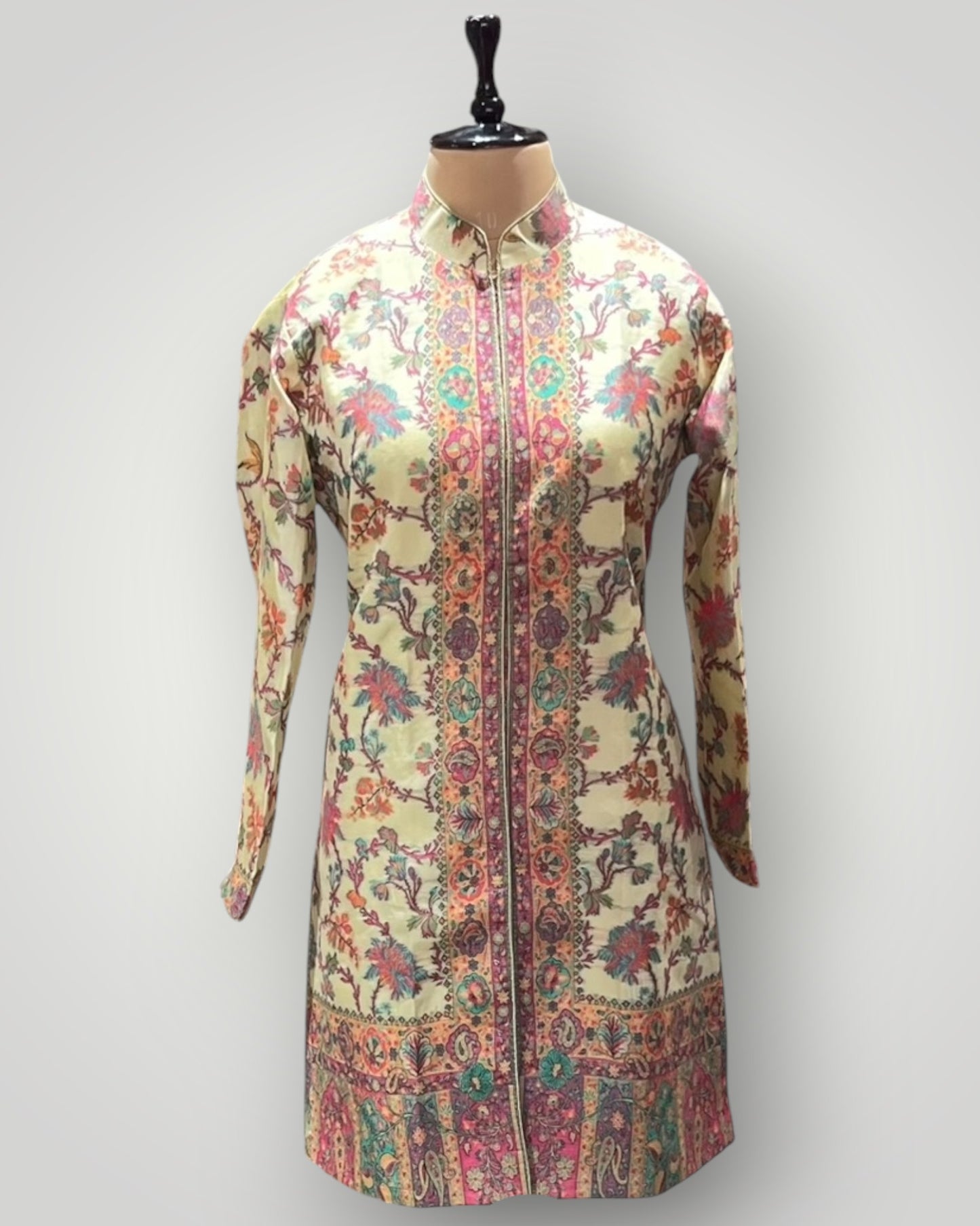 Beige Fine Silk Kani Coat