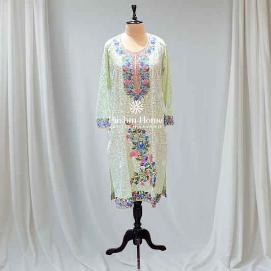 Light Green Floral Pure Georgette Top Suit