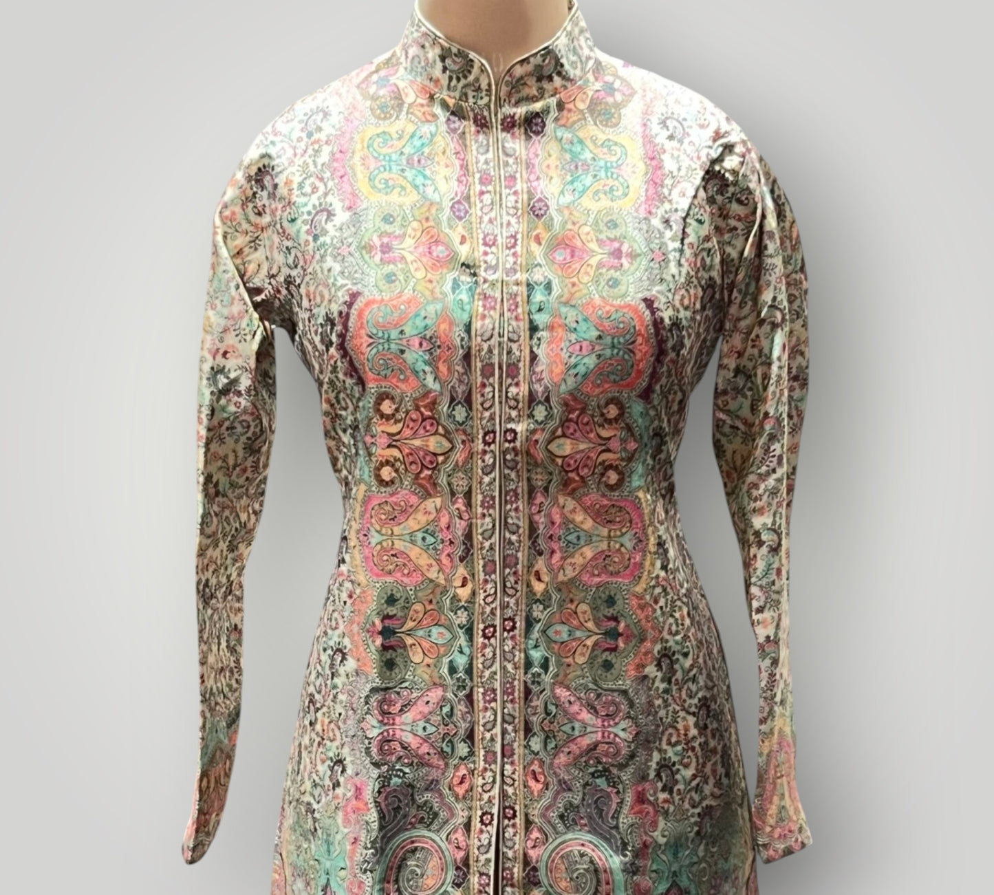 Beige Fine Silk Kani Coat