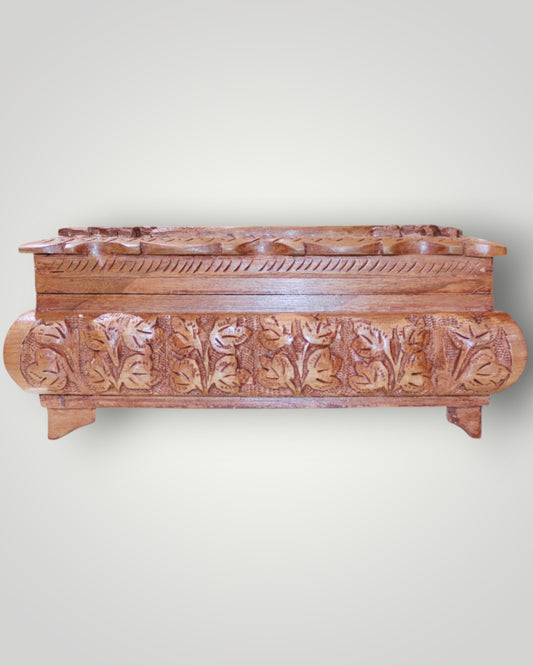 Hand Carved Walnut Jewellery Box