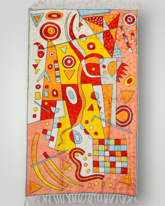 Silk Chainstitch Handmade Modern Picasso Rug