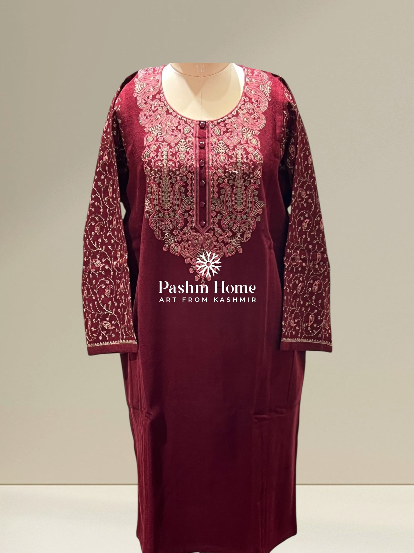 Maroon Embroidered Pheran