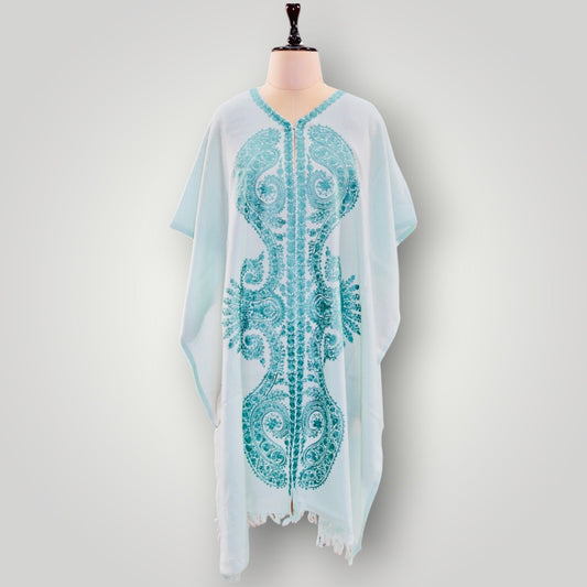 Sea Blue Cashmere Ari Paisley Cape Shawl