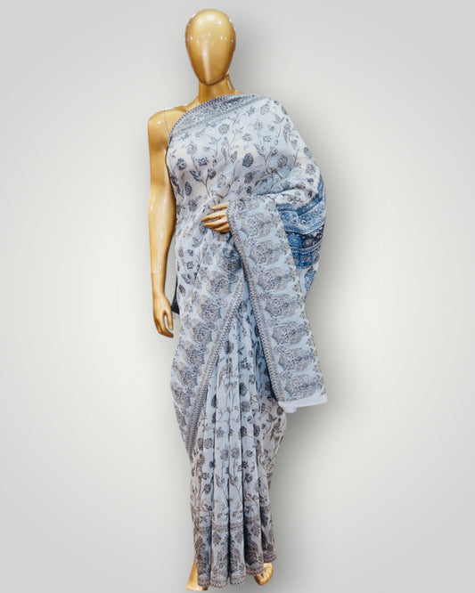 Light Blue Pure Silk Ari Saree