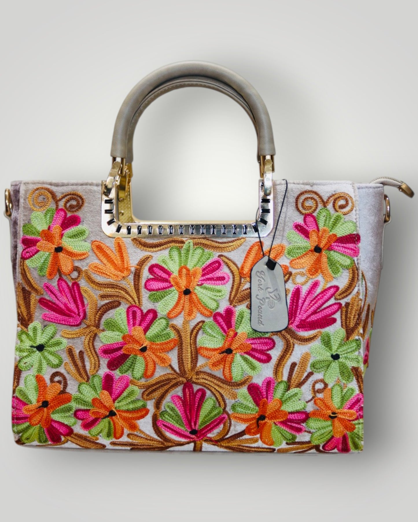 Grey Ari Handmade Embroidered Handbag