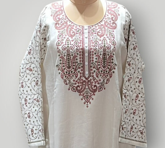 White Embroidered Ari Work Pheran