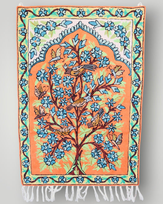 Silk Chainstitch Handmade Tree Of Life Rug