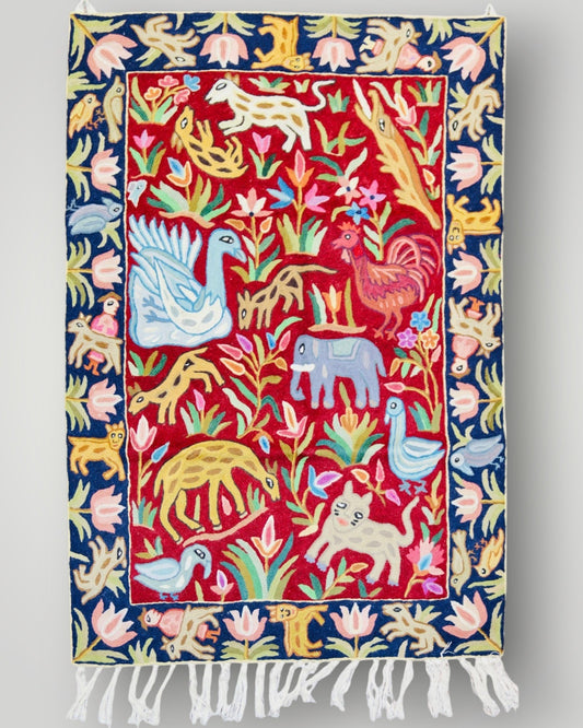 Silk Chainstitch Handmade Rug Forest Rug