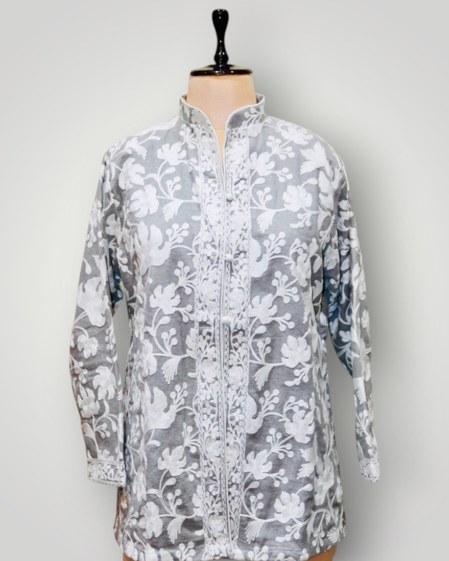 Black Multicolour Cashmere With Embroidery Ari Short Jacket
