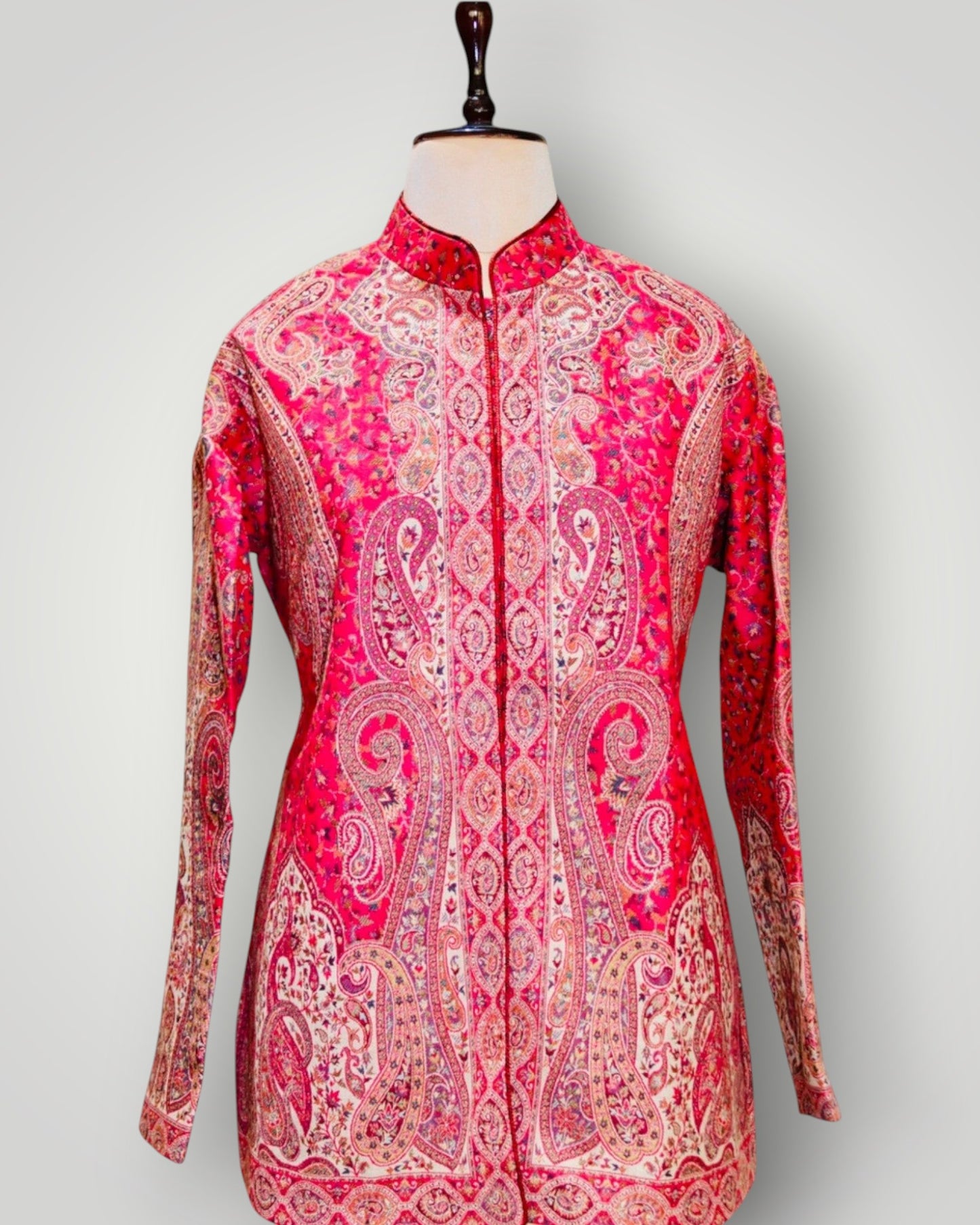 Maroon Pure Wool Kani Jamawar Short Jacket