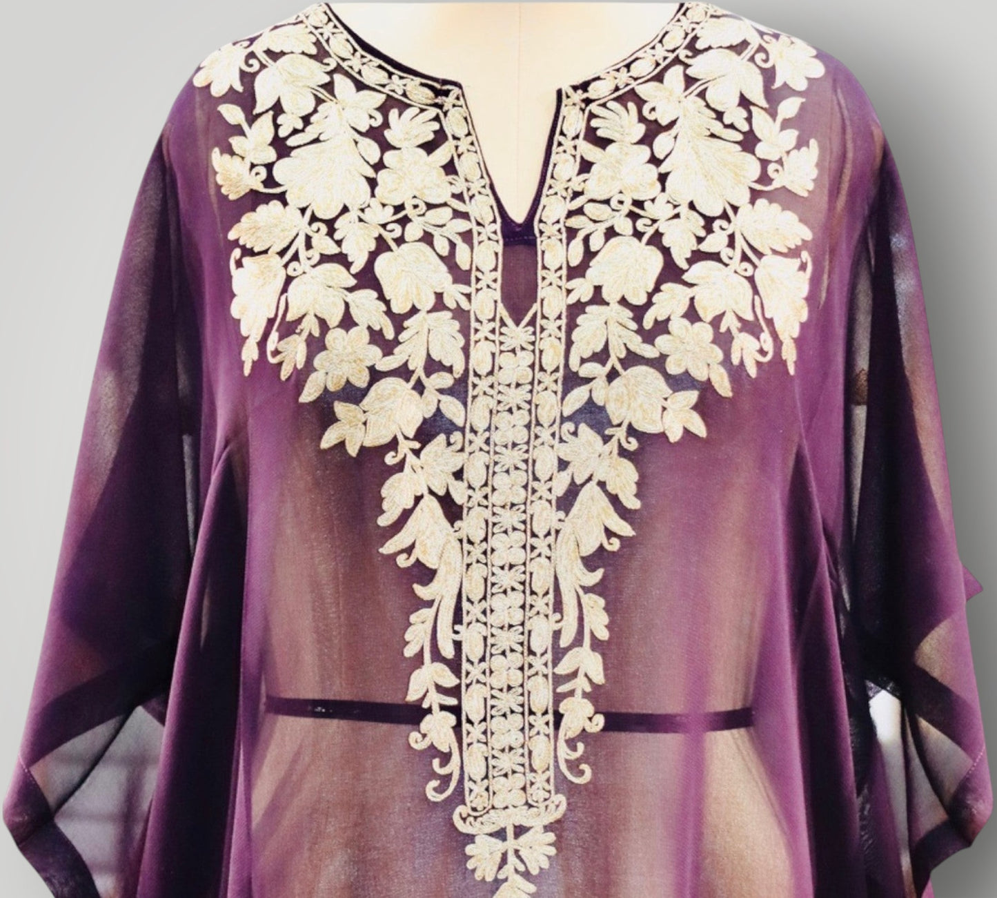 Purple Georgette Ari Designer Short Kaftan