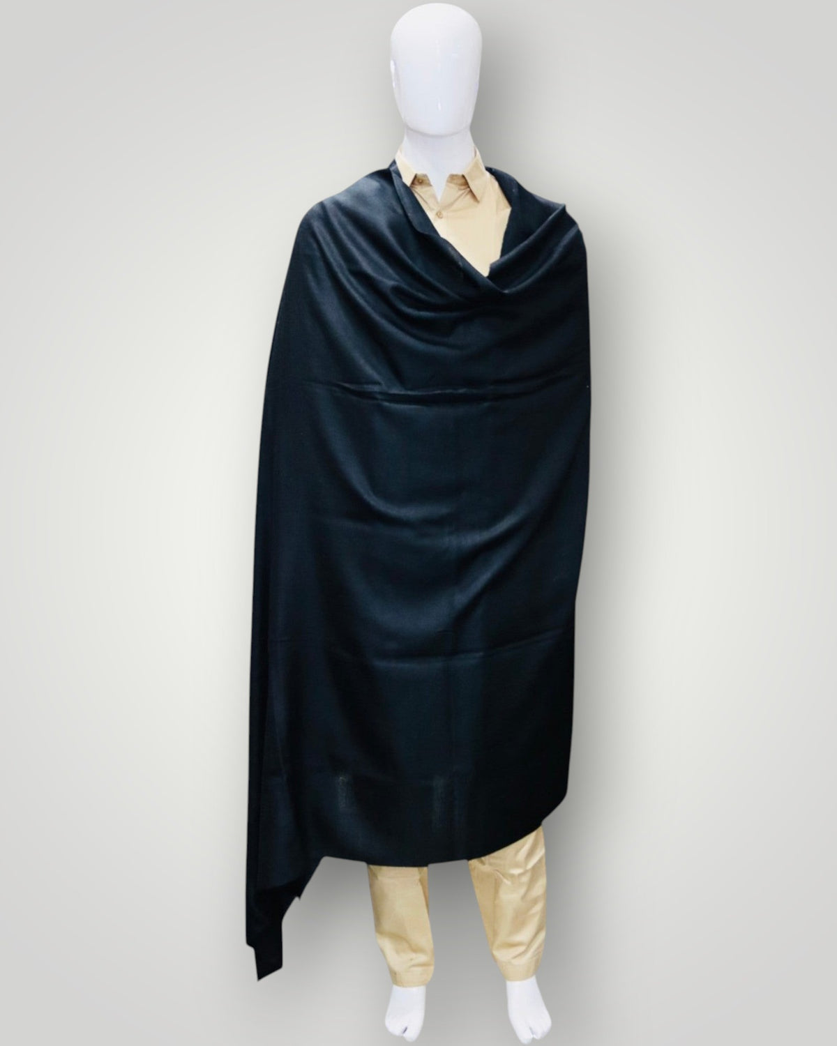 Plain Black Pure Pashmina Gents Shawl