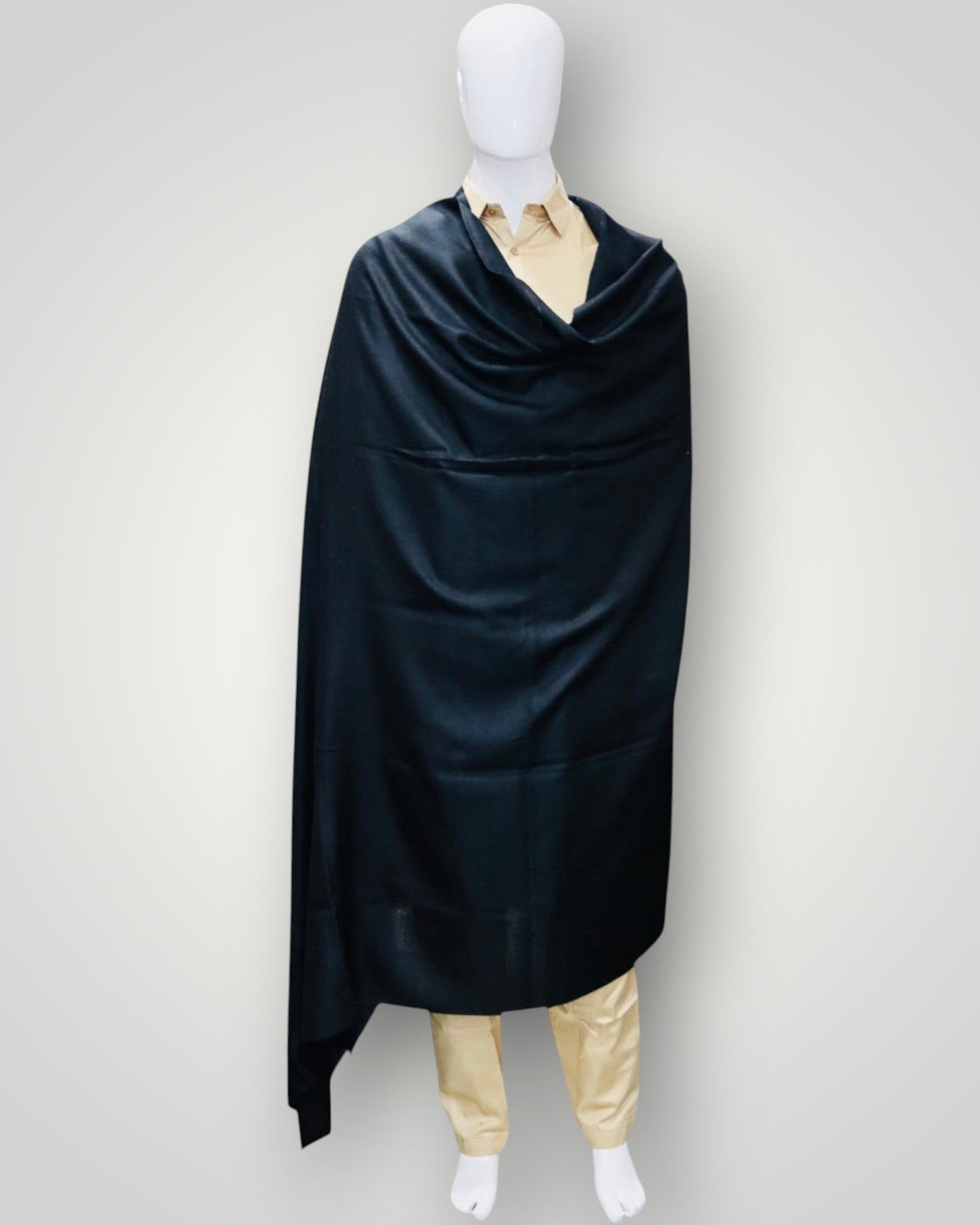 Plain Black Pure Pashmina Gents Shawl