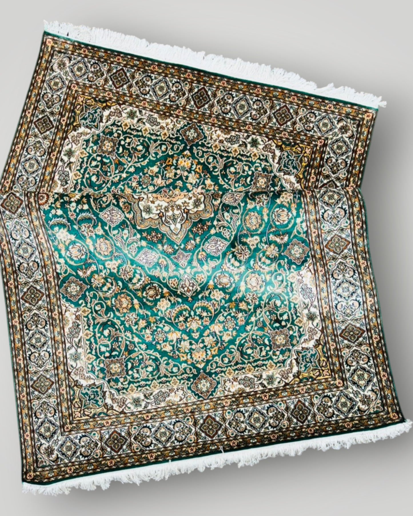 6 FT × 4 FT Tabrizi Fine Silk On Silk Hand Knotted Carpet