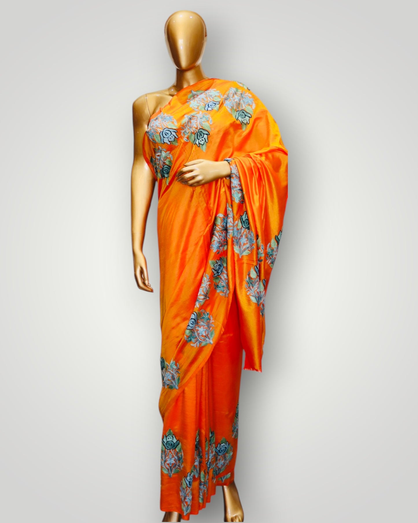 Orange Pure Silk Ari Saree