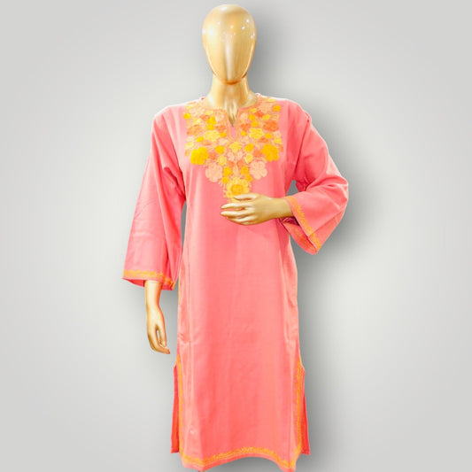 Pink Handwork Ari Wool Pheran