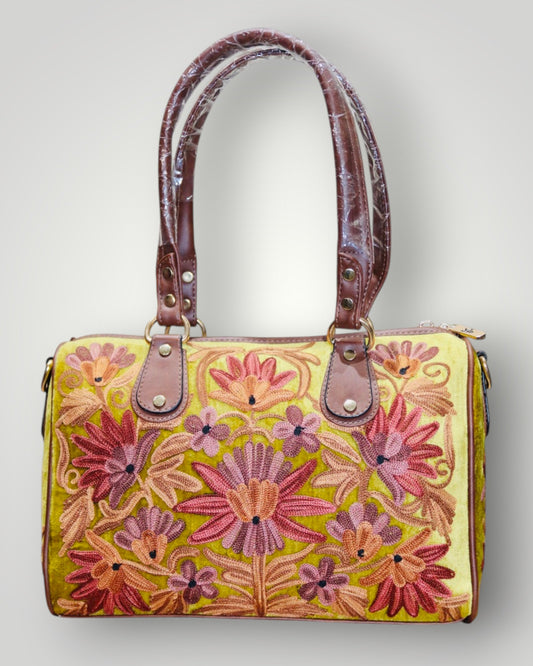 Yellow Ari Handmade Embroidered Handbag