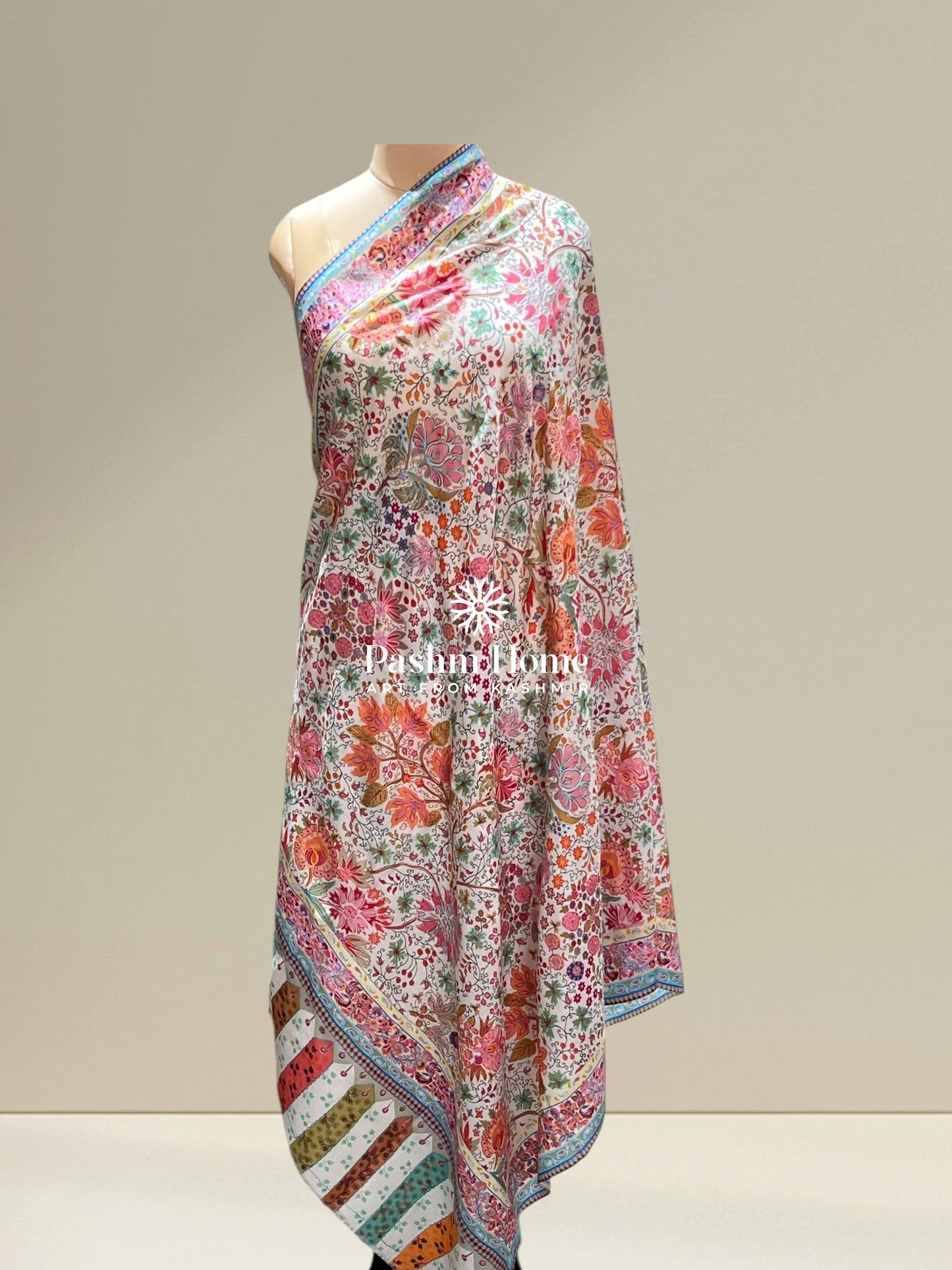 Multicolour Fine Wool Kalamkari Shawl