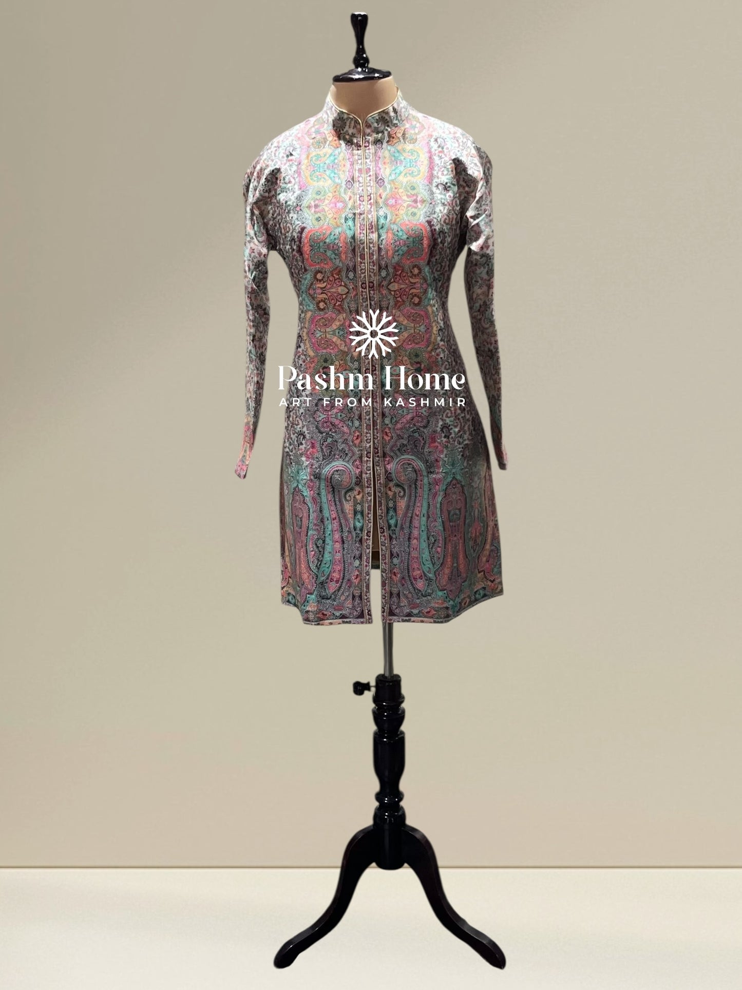 Multicolour Fine Silk Kani Coat