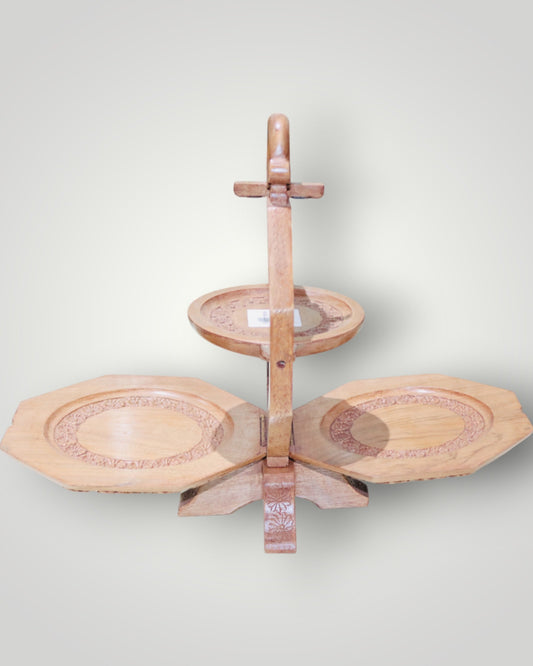 Walnut Wood Hand Carved Display Tray