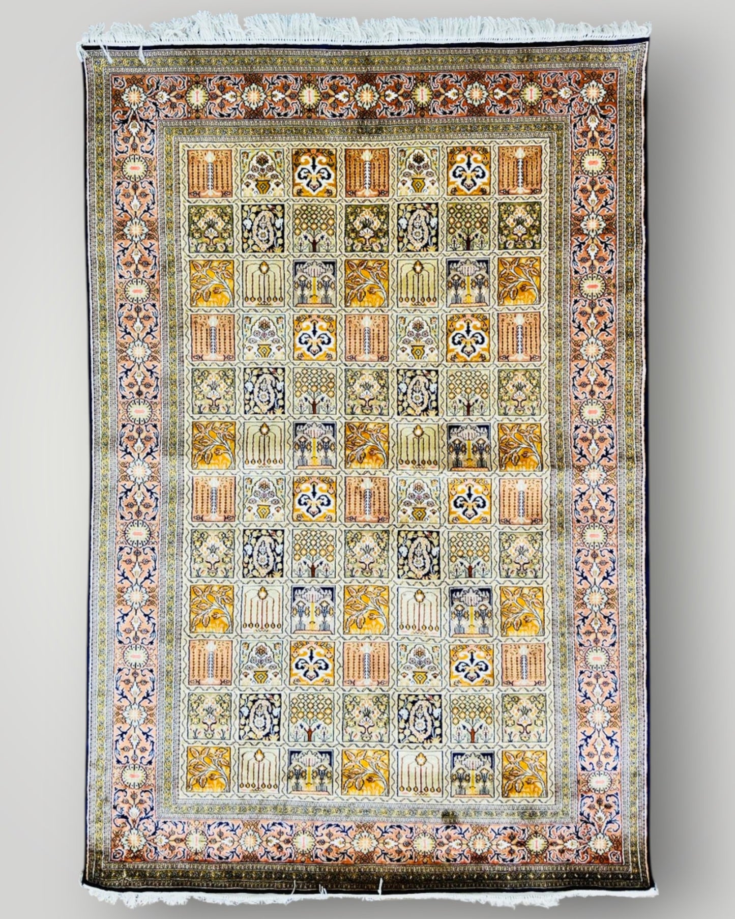 6 FT × 4 FT Qum Silk On Silk Hand Knotted Carpet