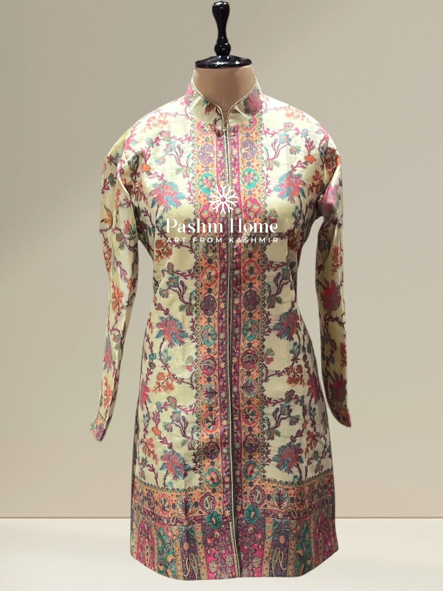 Cream Fine Silk Kani Coat