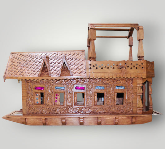 Handcrafted Walnut Wood Houseboat