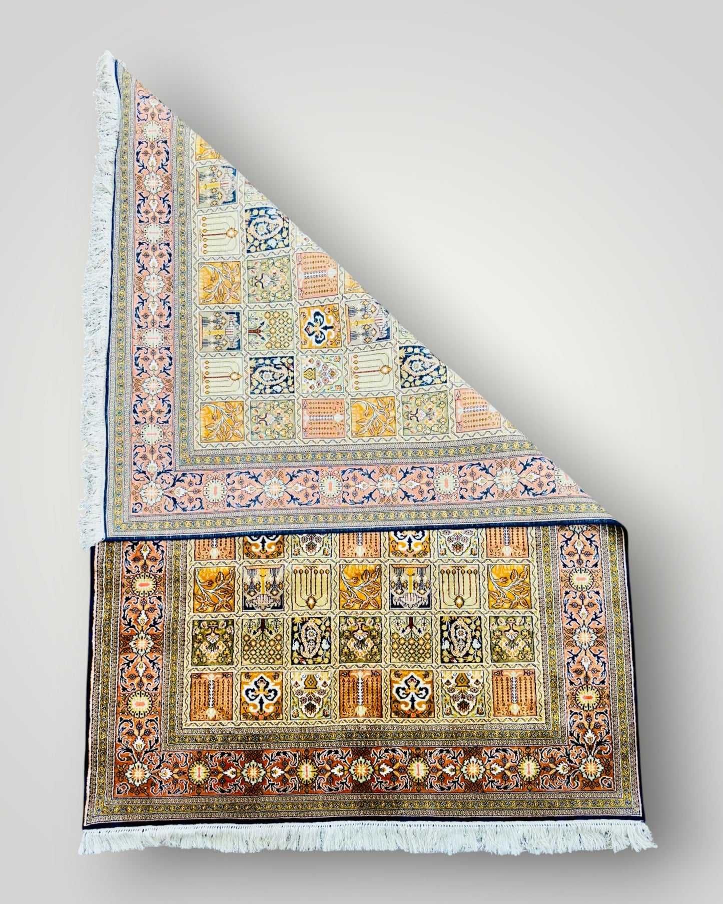 6 FT × 4 FT Qum Silk On Silk Hand Knotted Carpet