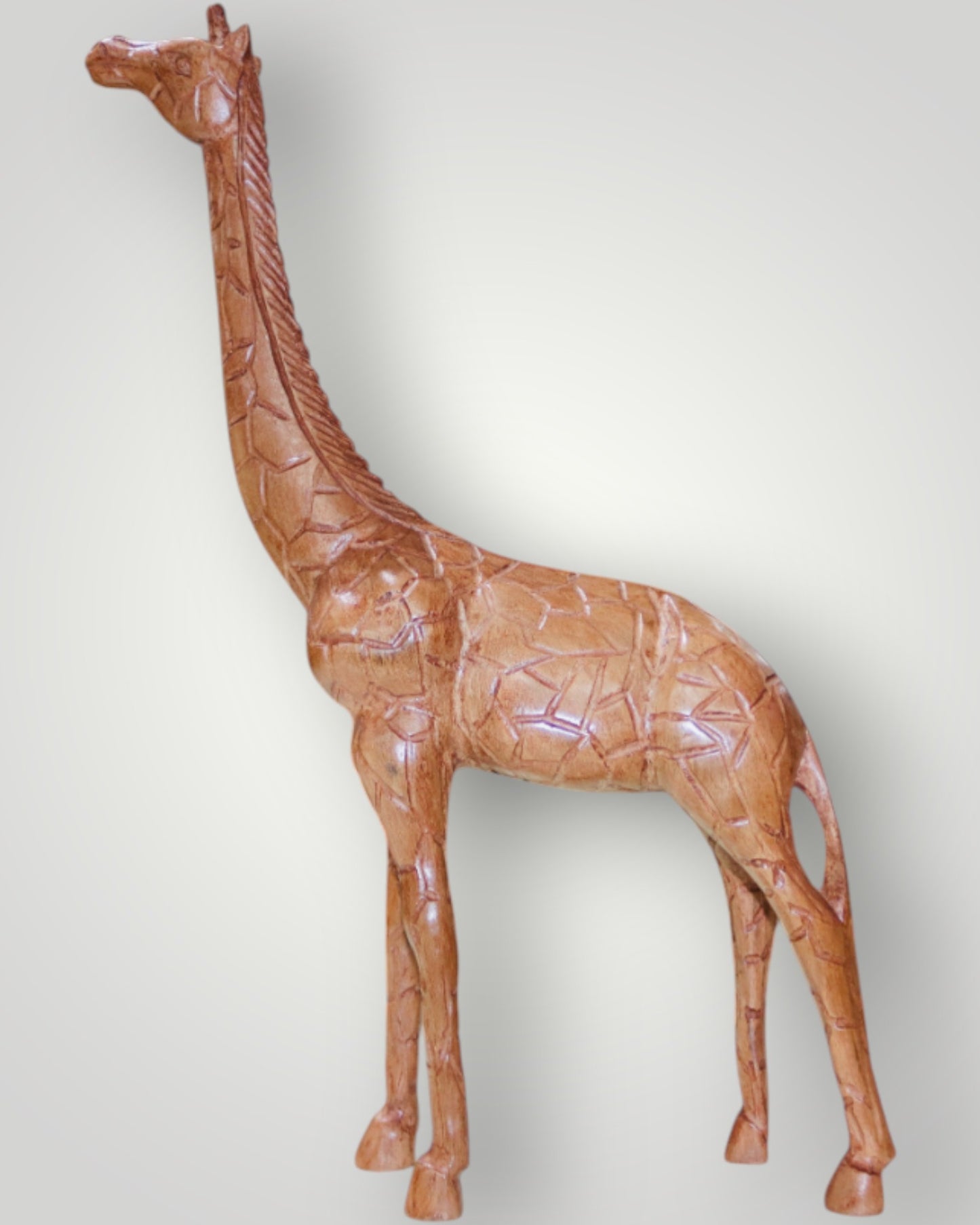 Hand Carved Walnut Wood Giraffe