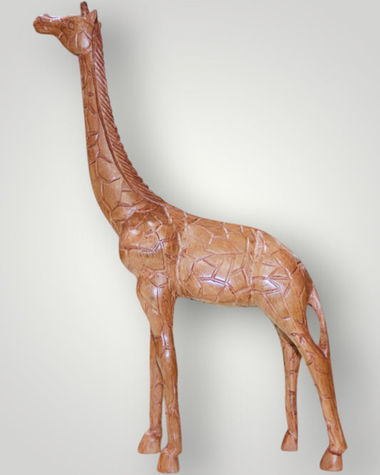 Hand Carved Walnut Wood Giraffe