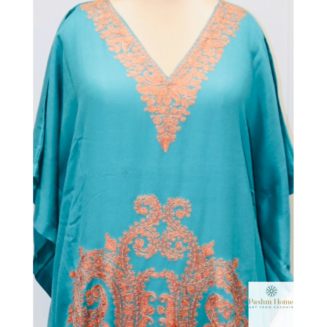 Blue Fine Wool Long Kaftaan