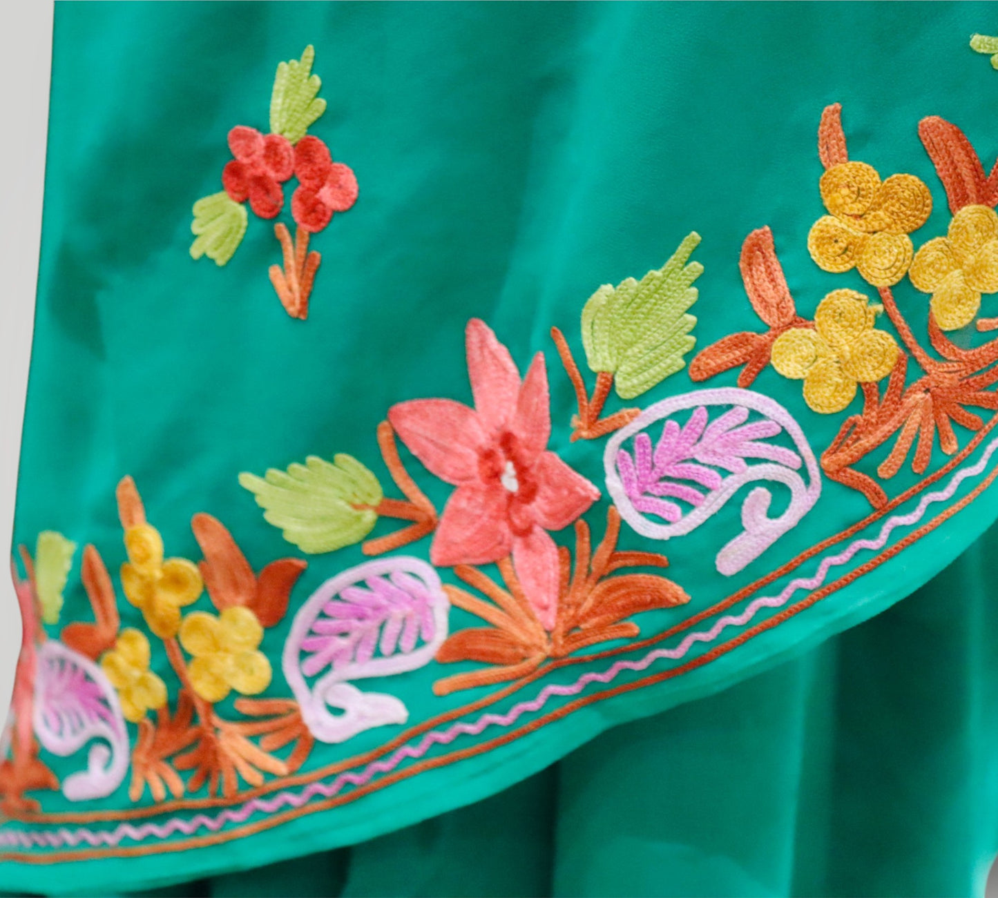 Green Kashmir Ari Work Georgette Saree
