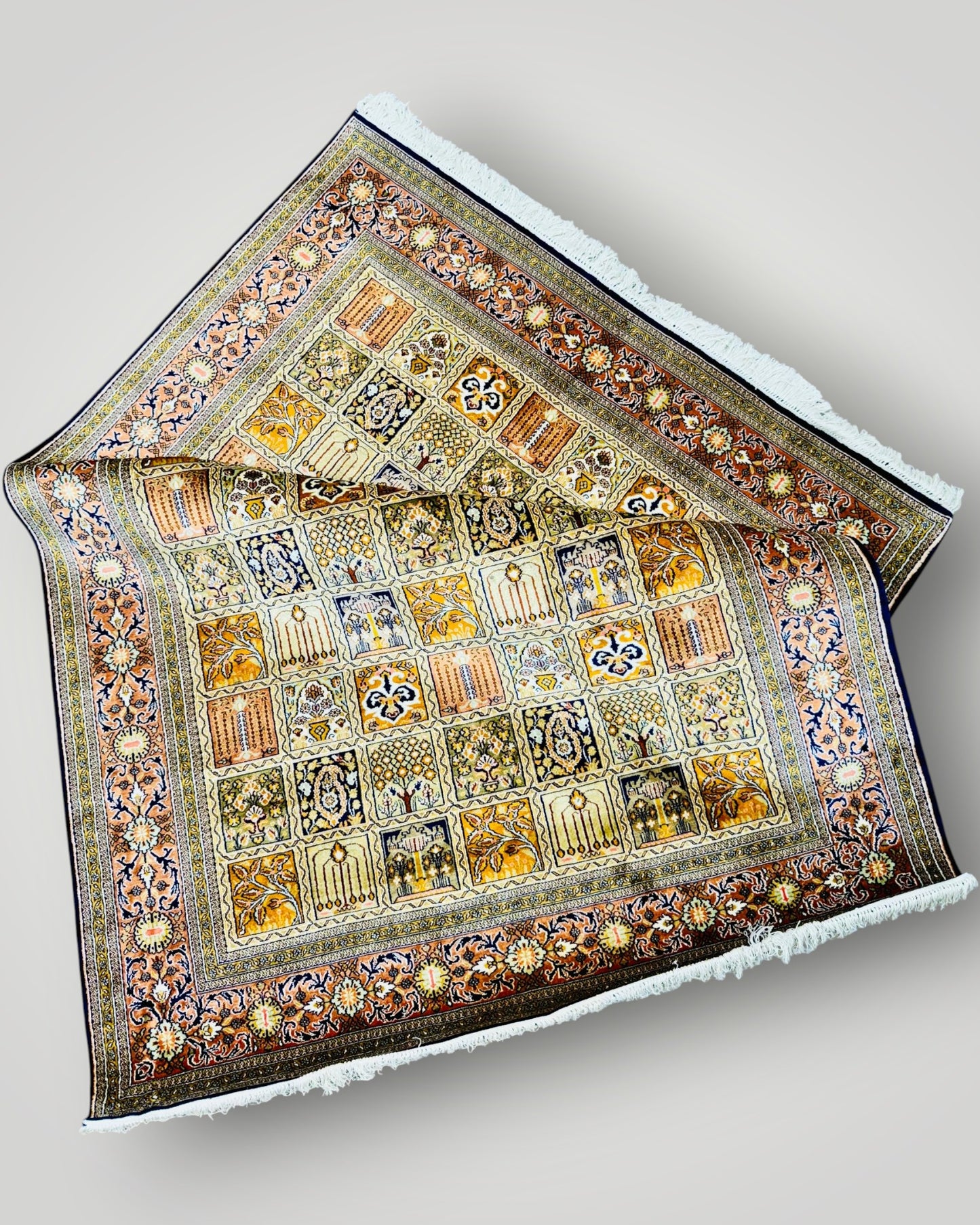 6 FT × 4 FT Qum Silk On Silk Hand Knotted Carpet