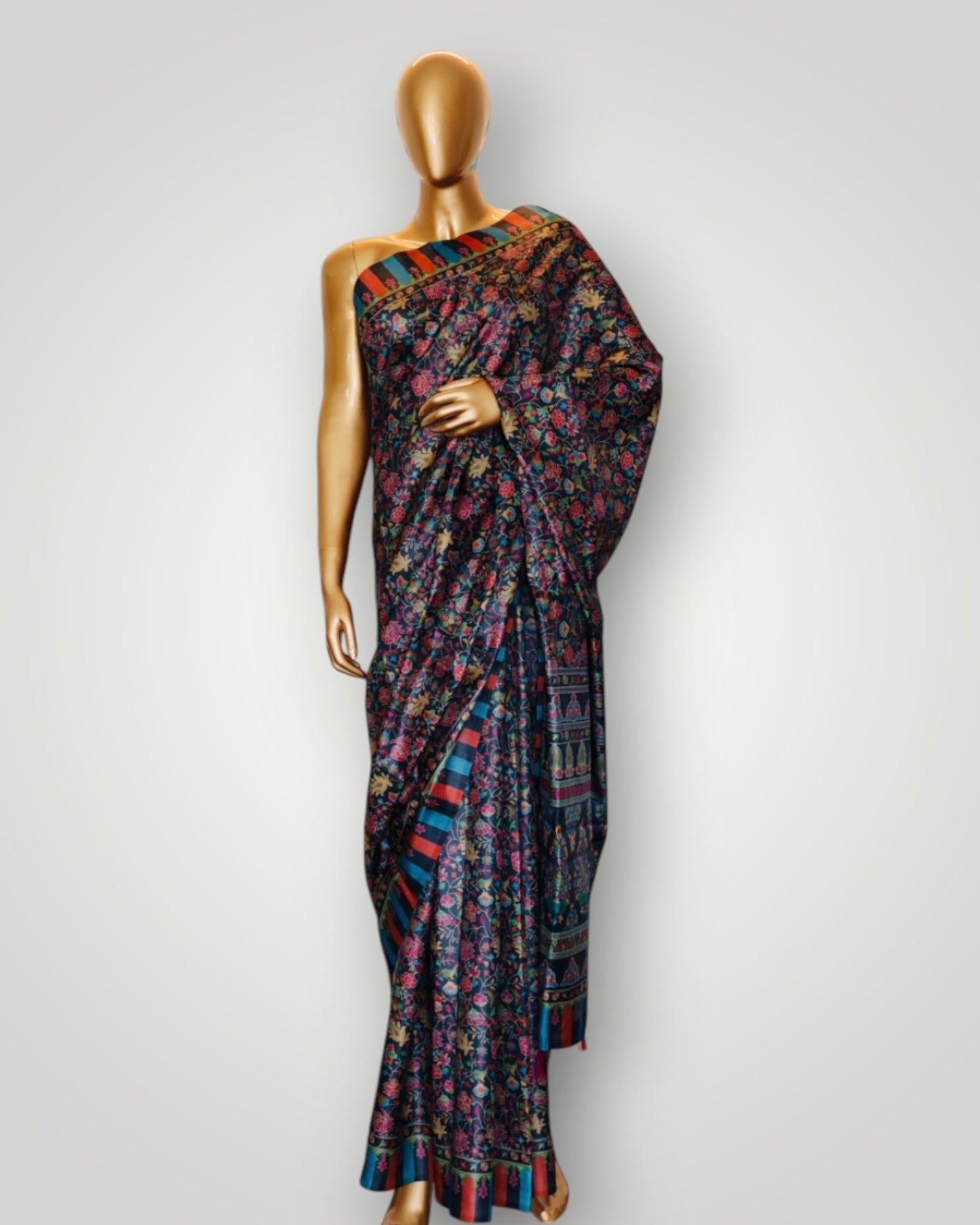 Black Pure Silk Ari Work Saree