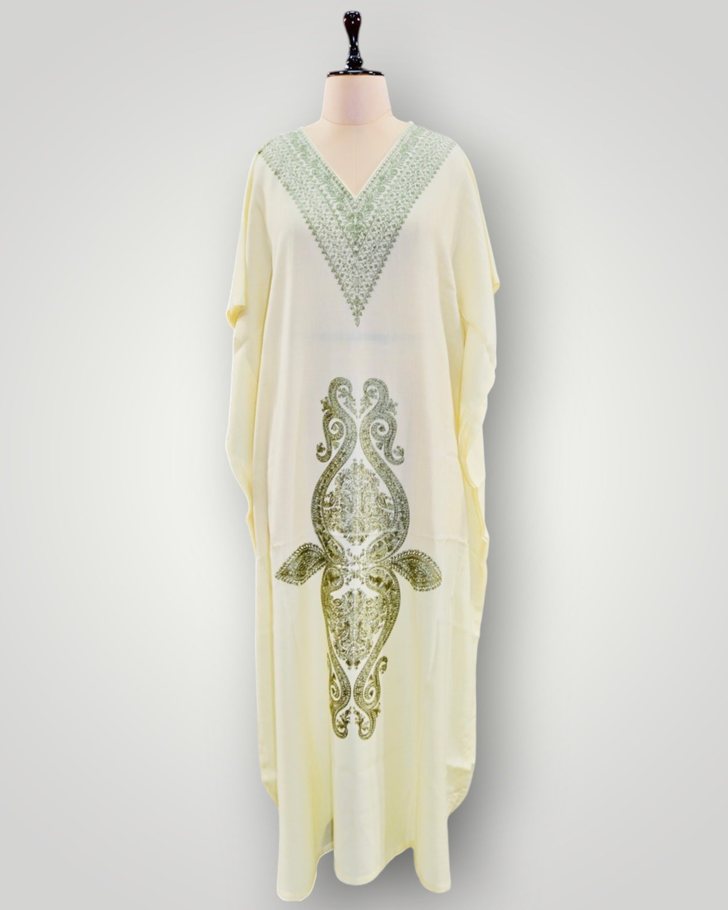 Olive Cashmere Ari Long Kaftan