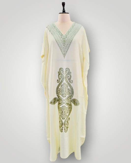 Olive Cashmere Ari Long Kaftan