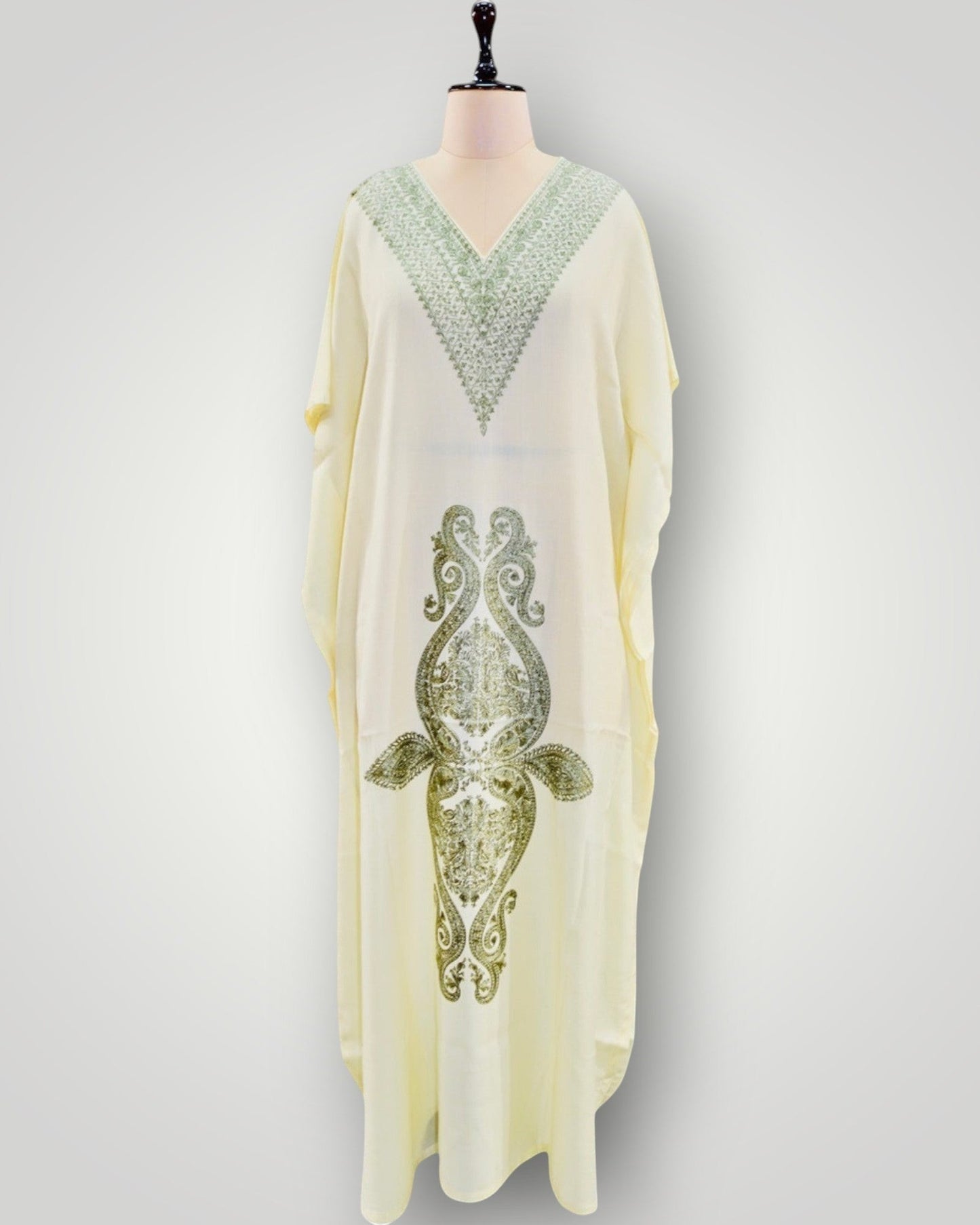 Grey Cashmere Ari Paisley Long Kaftan
