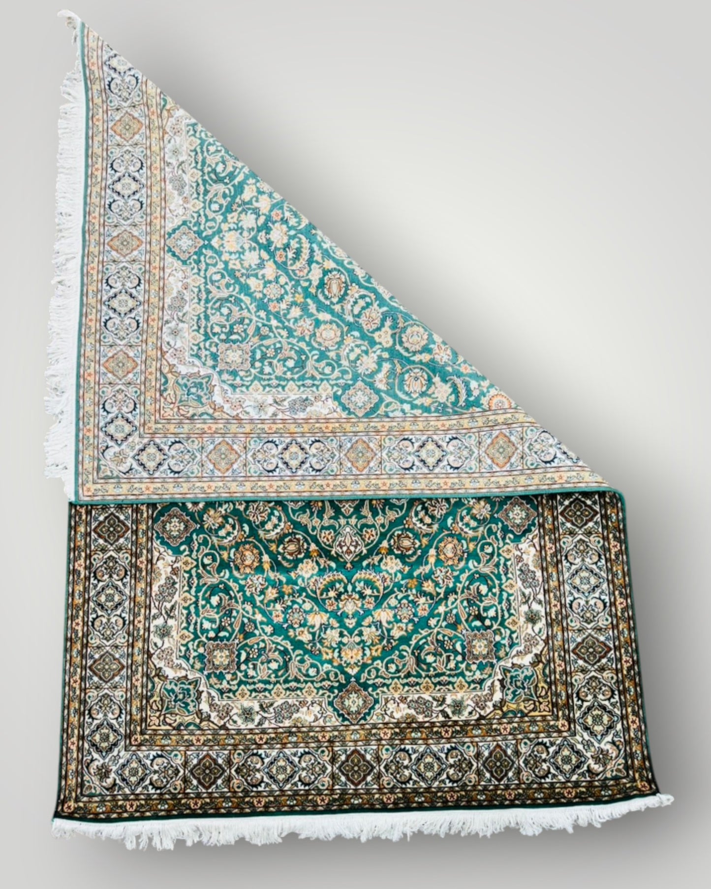 6 FT × 4 FT Tabrizi Fine Silk On Silk Hand Knotted Carpet