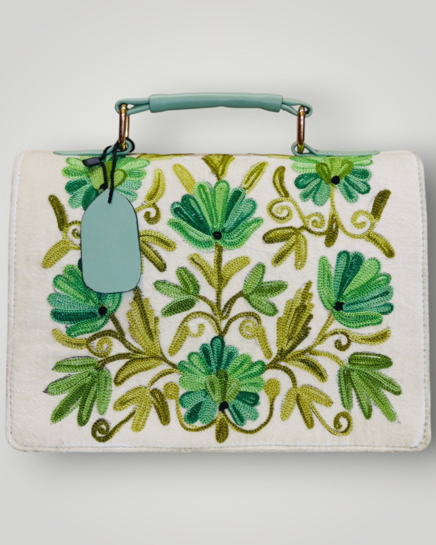 White Ari Handmade Embroidered Handbag
