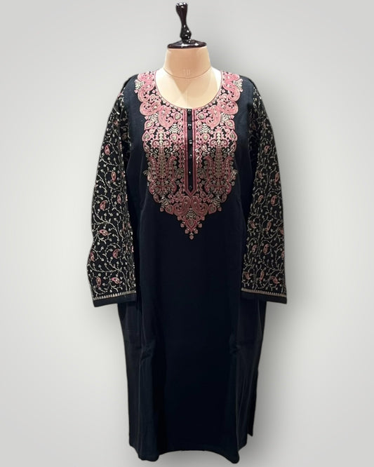 Black Embroidered Ari Work Pheran