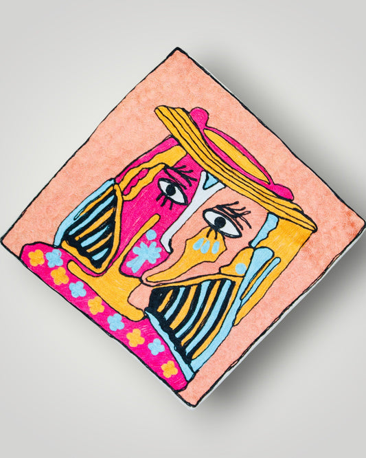 Pure Silk Chainstitch Cushion Cover