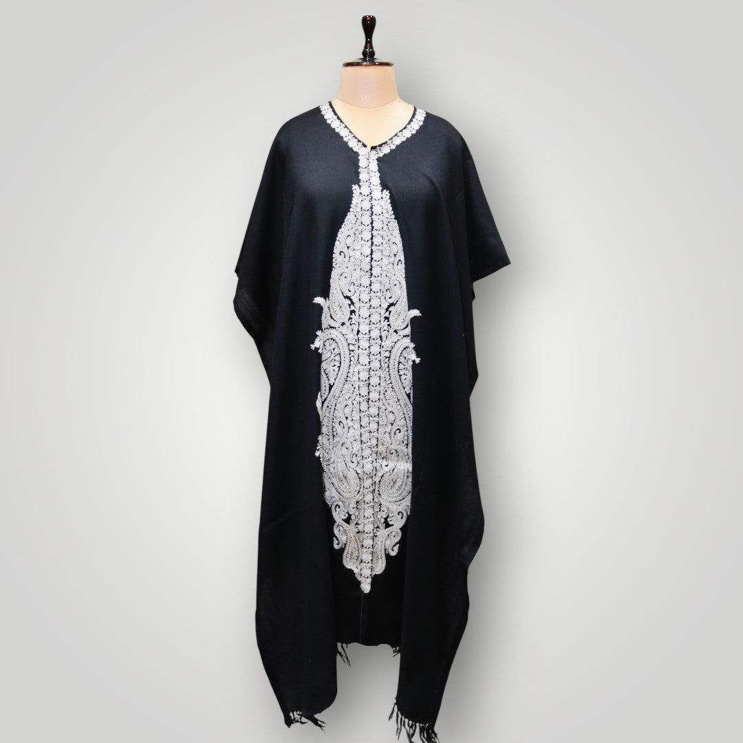 Black Red Design Cashmere Ari Paisley Cape Shawl