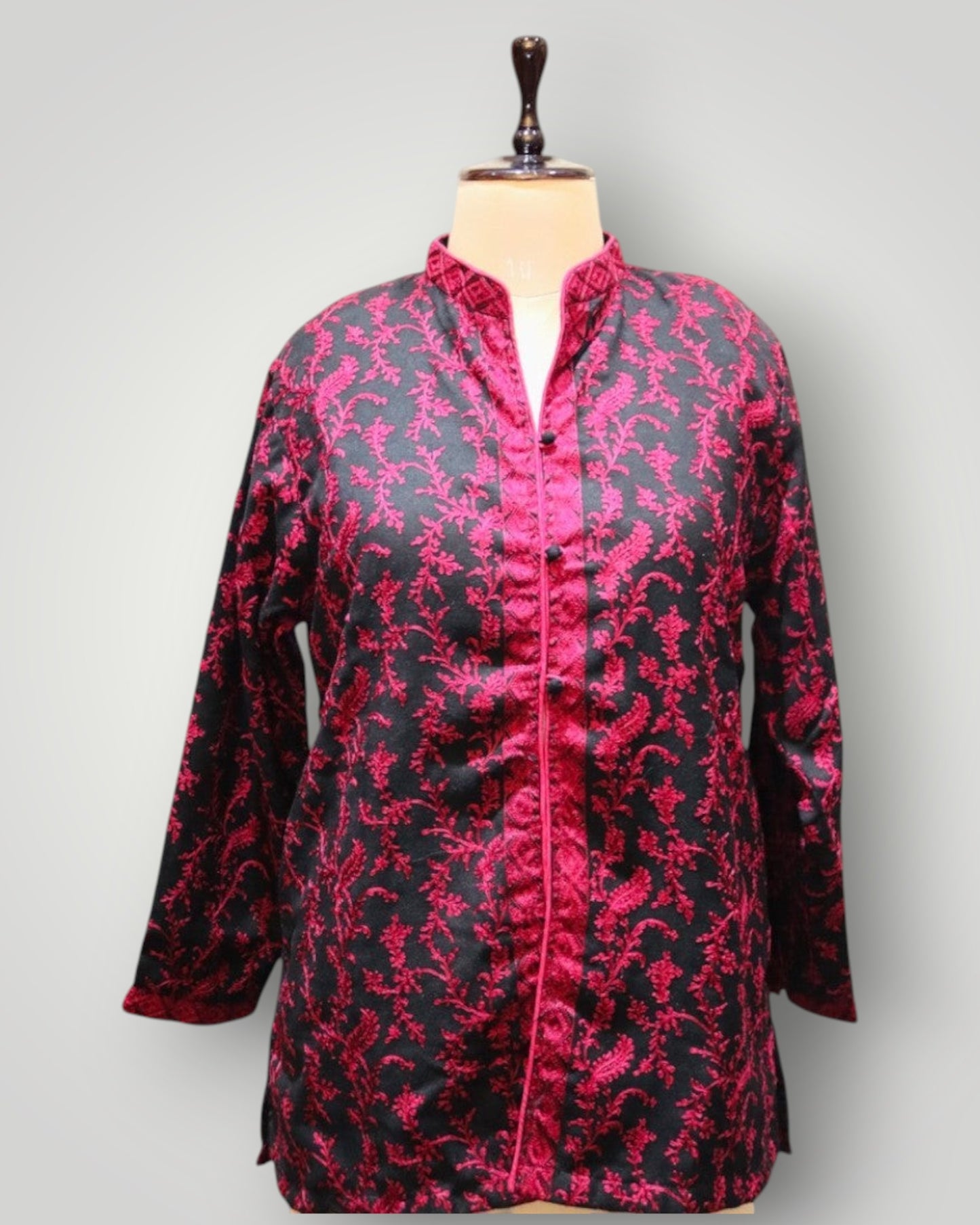 Black Multicolour Cashmere With Embroidery Ari Short Jacket