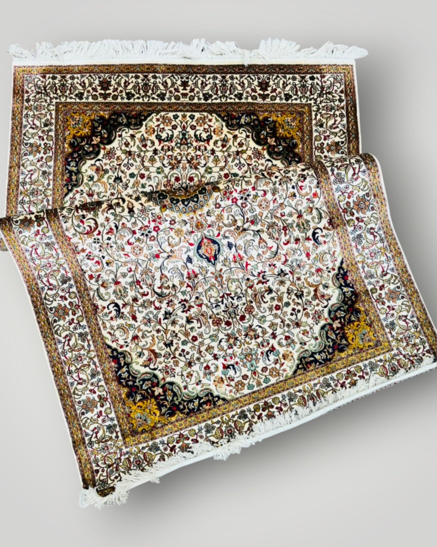 6 FT × 4 FT Kashaan Fine Silk On Silk Hand Knotted Carpet