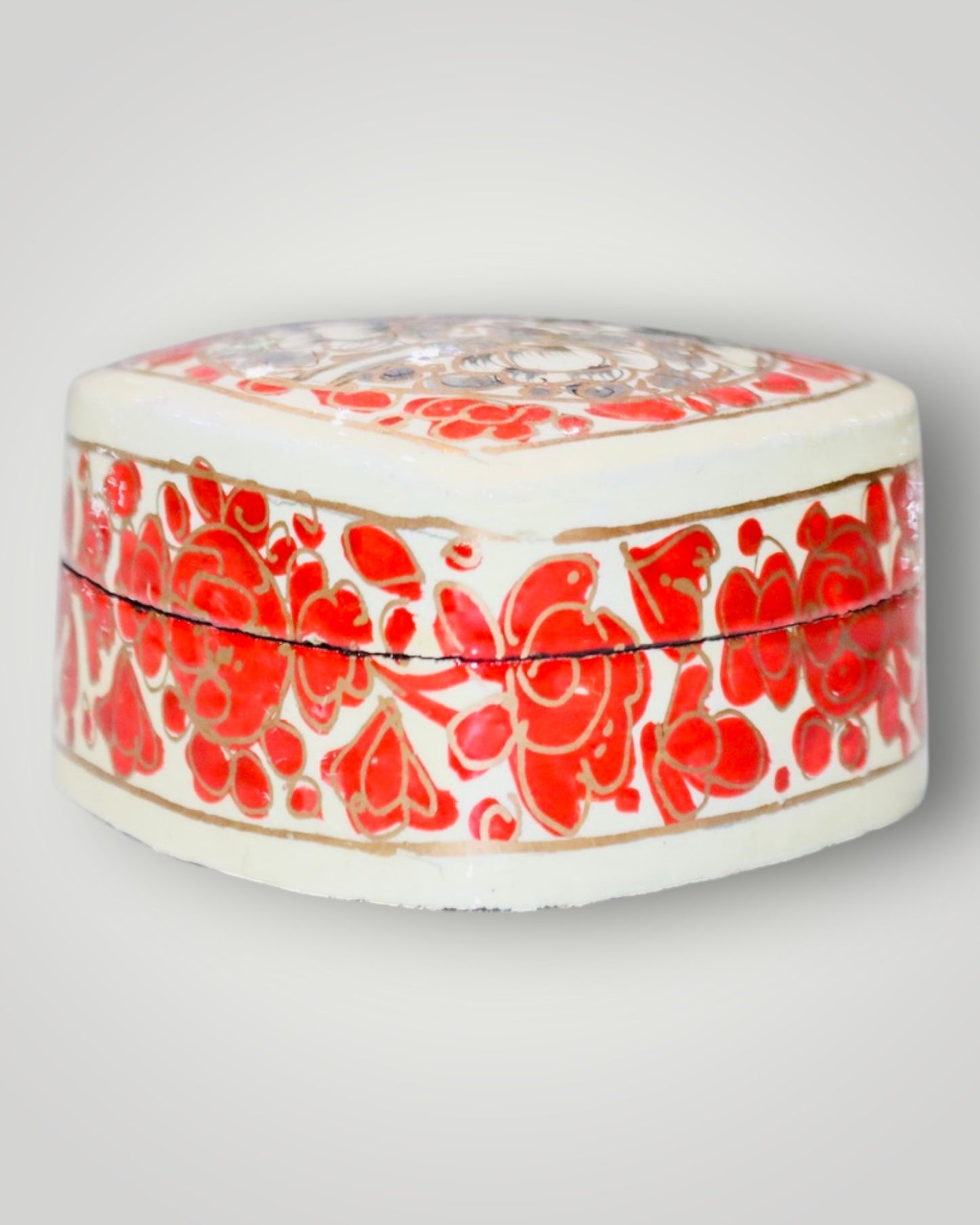 White Paper Mache Poshkaar Design Heart Box