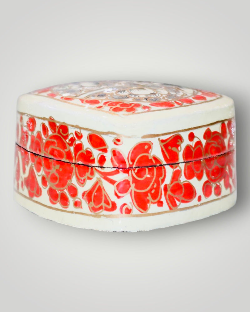 White Paper Mache Poshkaar Design Heart Box