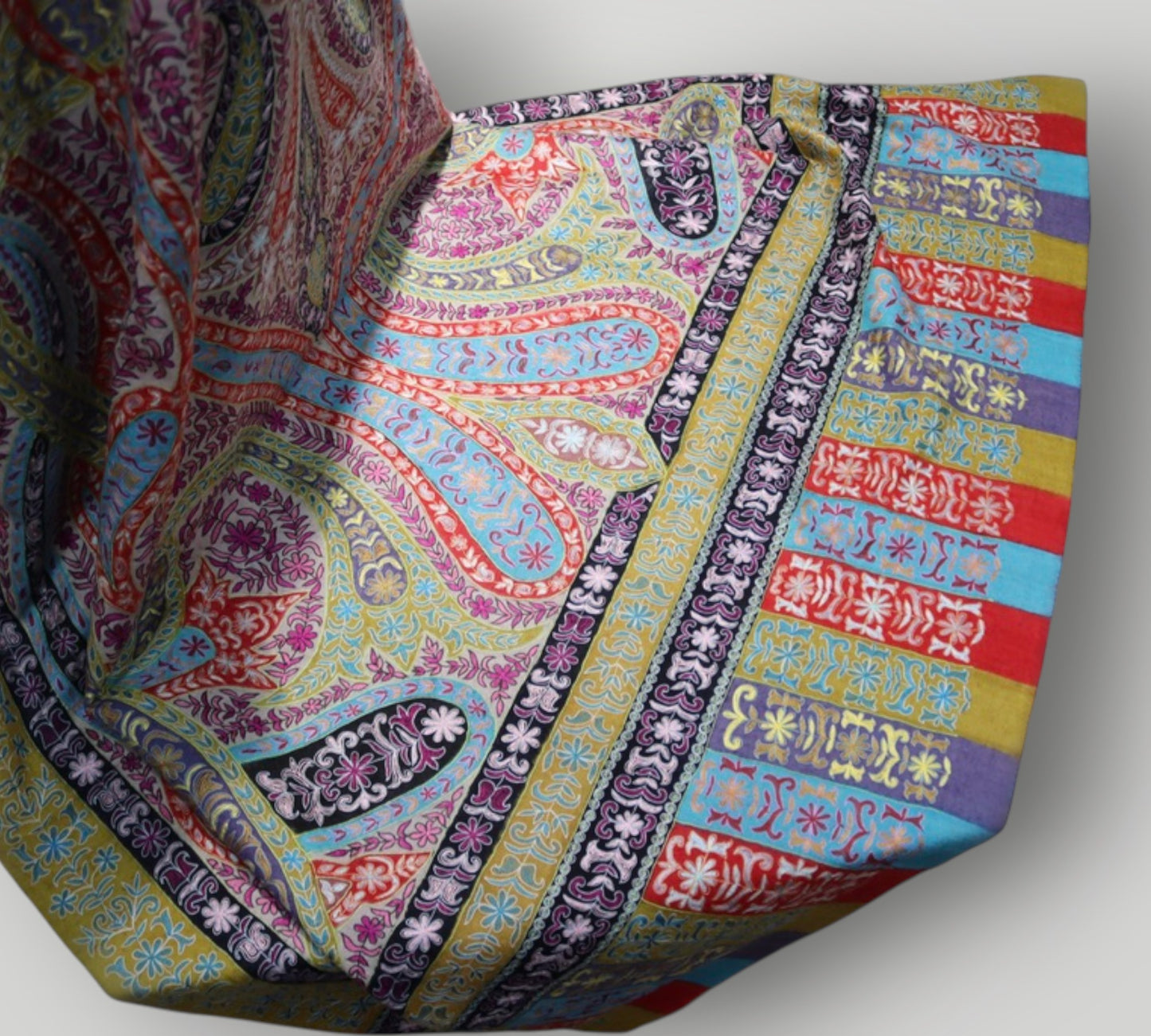 Multicolour Floral Pure Pashmina Kalamkari Shawl