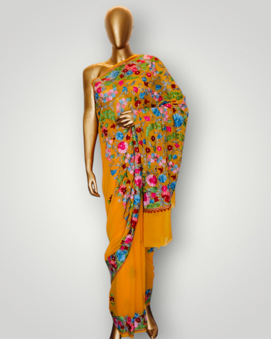 Orange Georgette Ari Saree