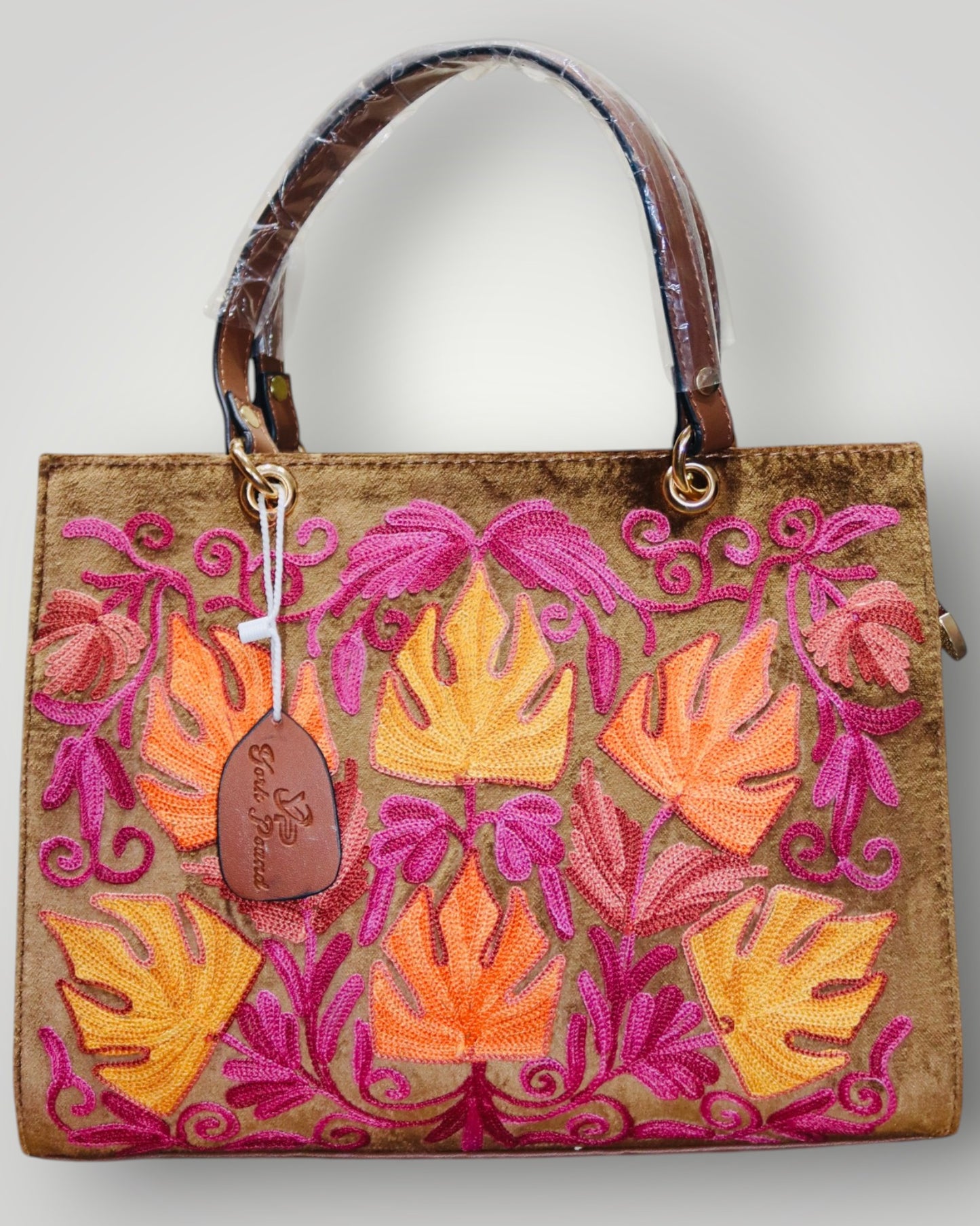 Brown Ari Handmade Embroidered Handbag